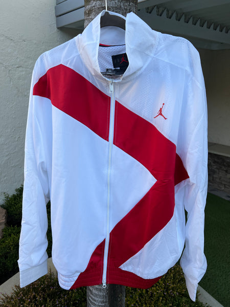 Red and white jordan windbreaker sales
